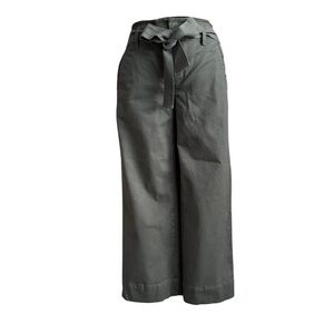 LOFT Belted Wide Leg Cropped Olive Green Pants Size 4P